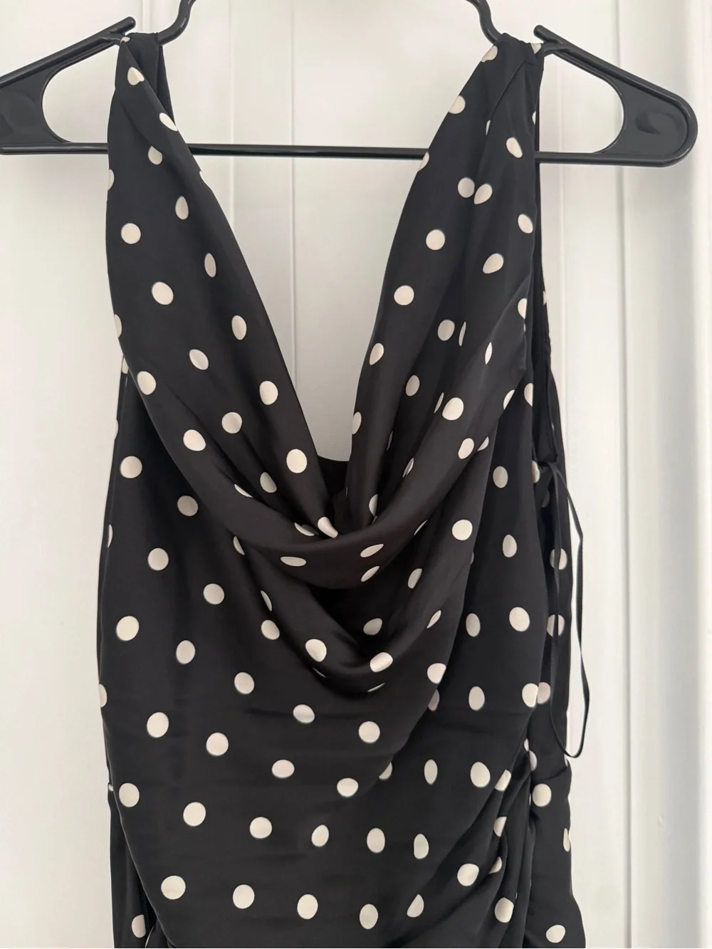 Abercrombie & Fitch Black and White Polka Dot Cowl Neck Maxi Dress